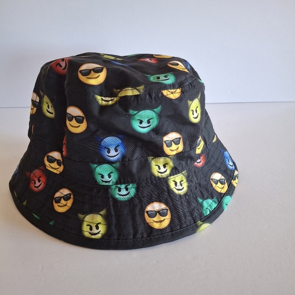 City Hunter Emoji Bucket Hat  Black Polyester‎ hat - Picture 6 of 7